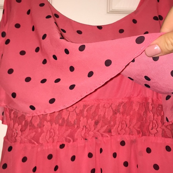 B. Darlin Pink and Black Polka Dot Dress - Picture 2 of 3